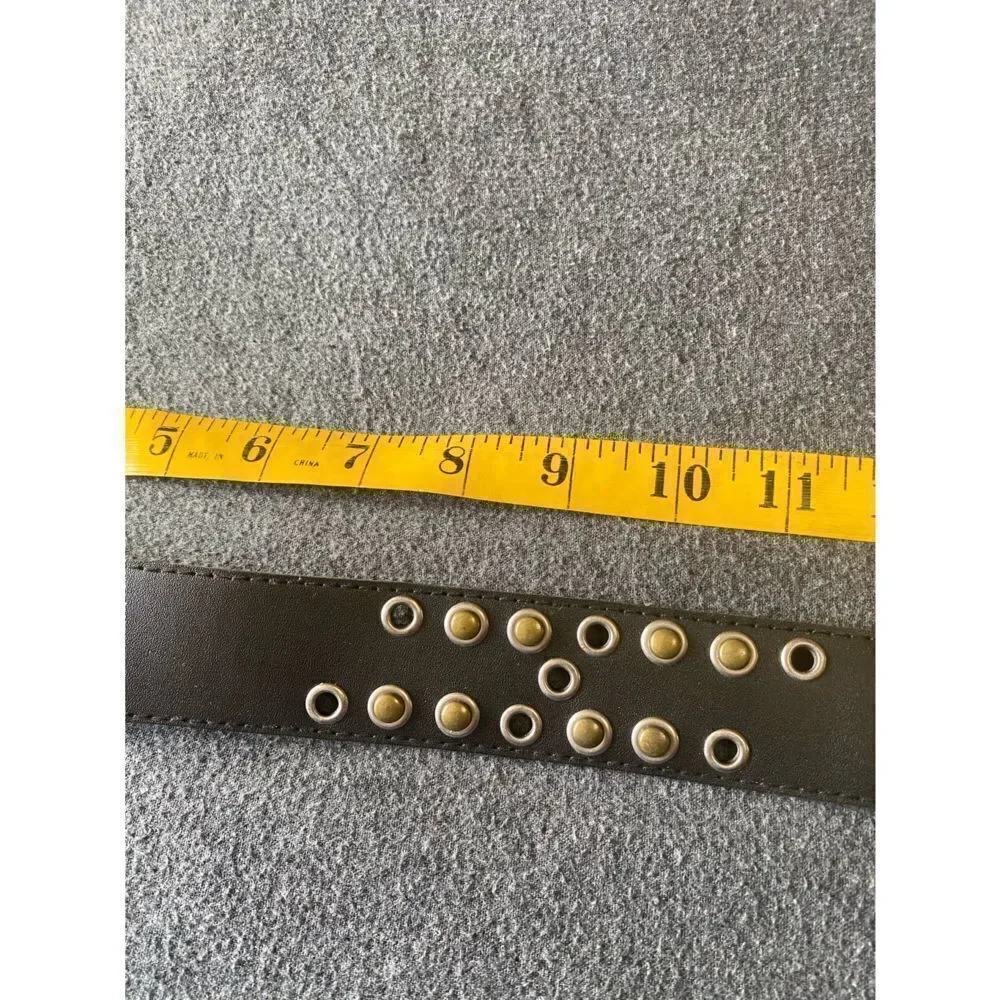 Vintage Faux Leather Brass Studded Belt